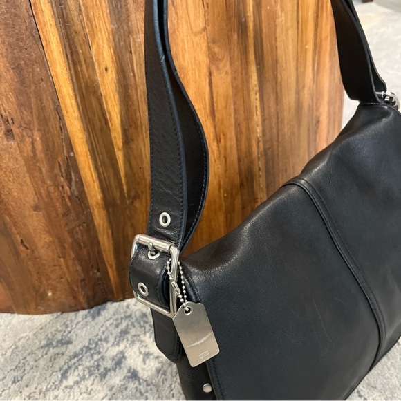 COACH Legacy CROSSBODY LEATHER BAG Black Flap Purse 7454 Adjustable Strap - Picture 9 of 12